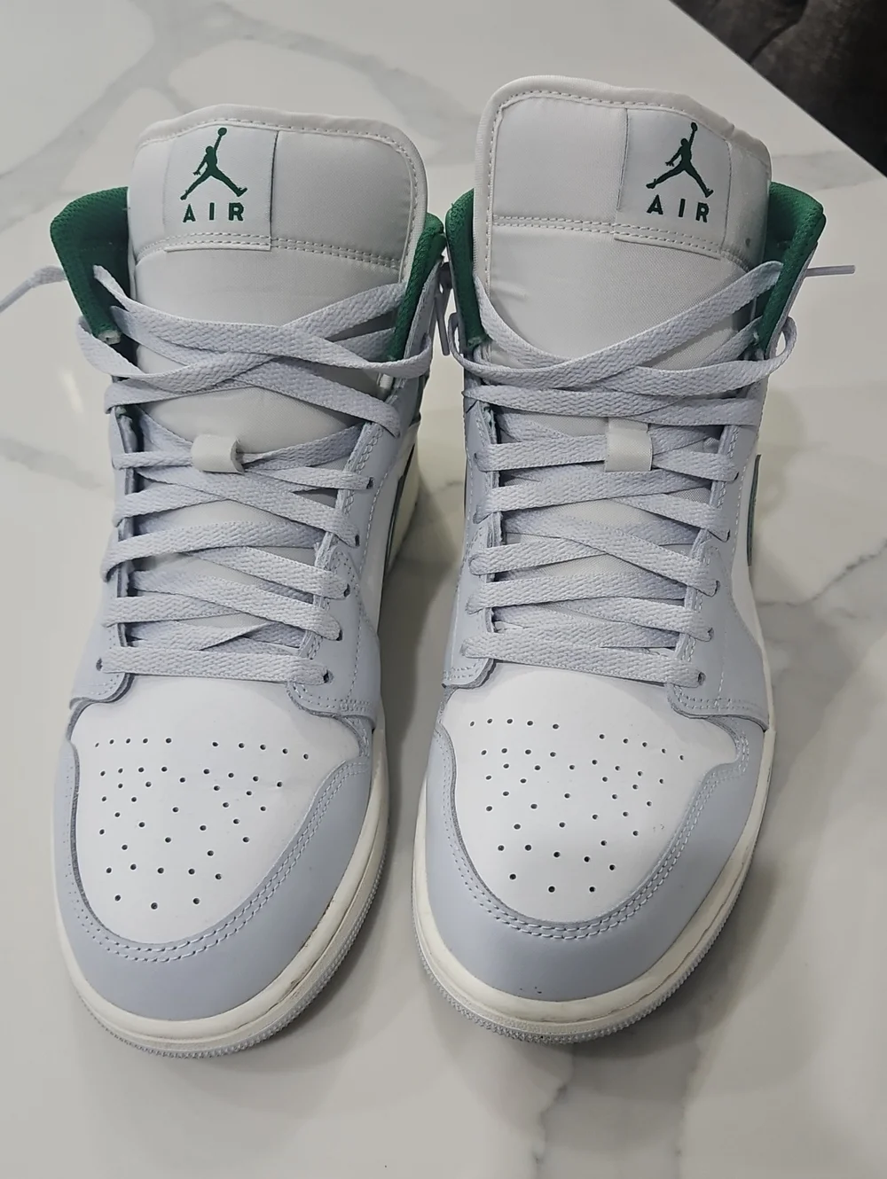 Jordan High-Top Sneakers in White and Green